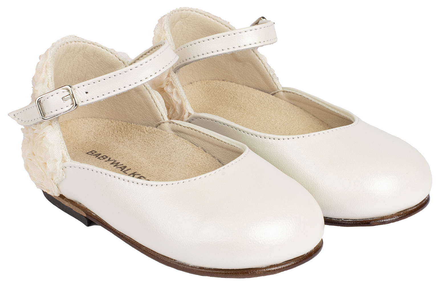 BW4503-IVORY1-BABYWALKER Babywalker Βαπτιστικά Γαλλικά Γοβάκια Bw.4503