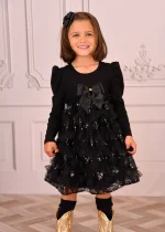 Angel’s Face Παιδικό Φόρεμα Τούλινο Με Παγέτα Μαύρο