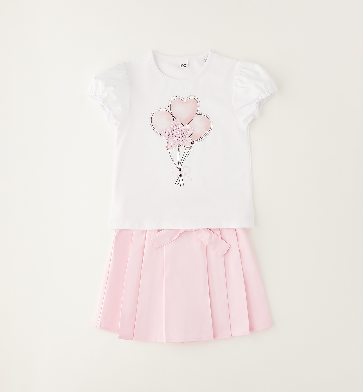 4g309-00-0113~Folded~e-commerce iDO Παιδικό Σετ 2ΤΜΧ T-shirt Με Φουστοσόρτς Ροζ - Image 1