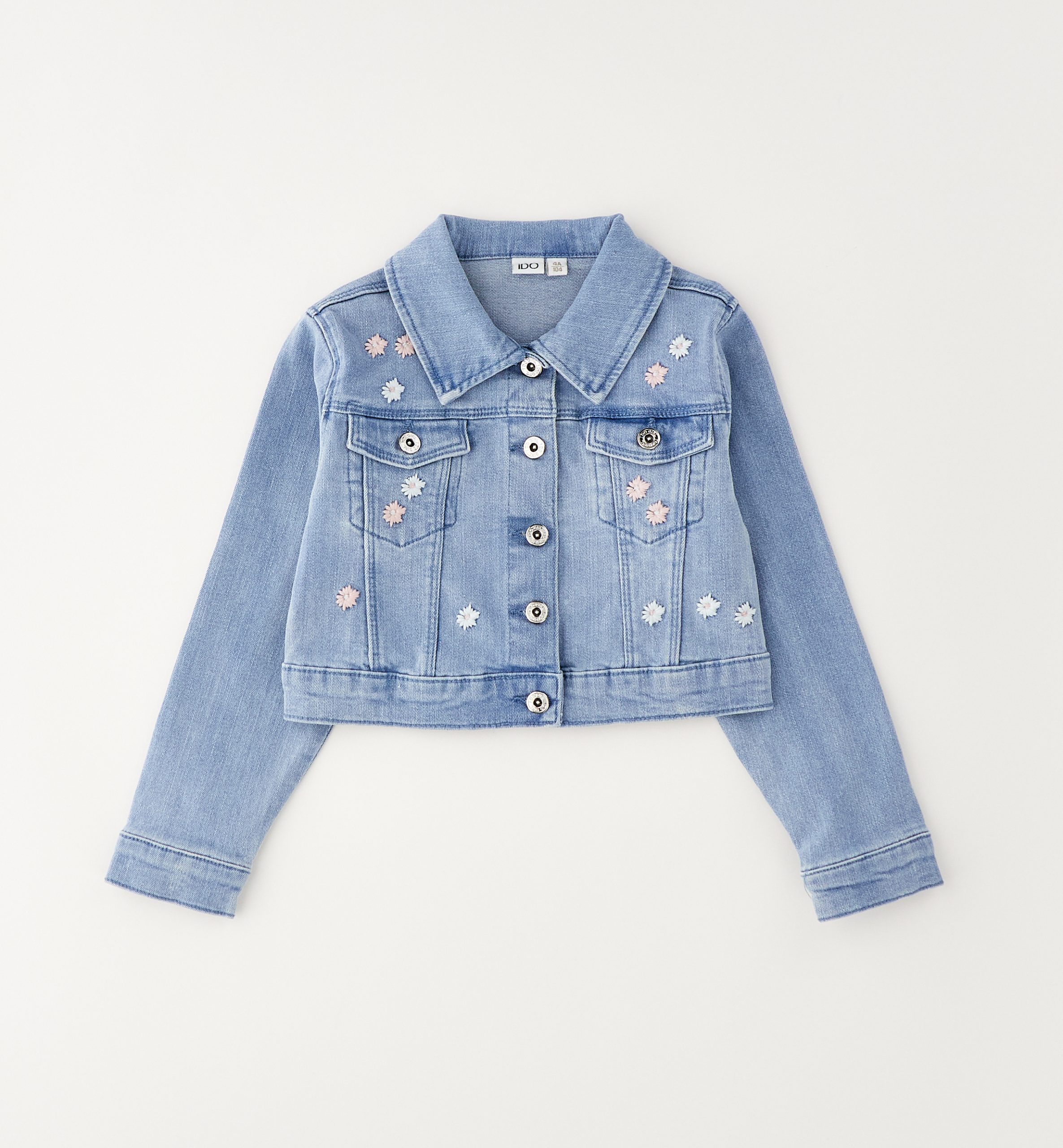 4g399-00-7300~Folded~e-commerce iDO Τζιν Jacket Με Κεντημένες Μαργαρίτες