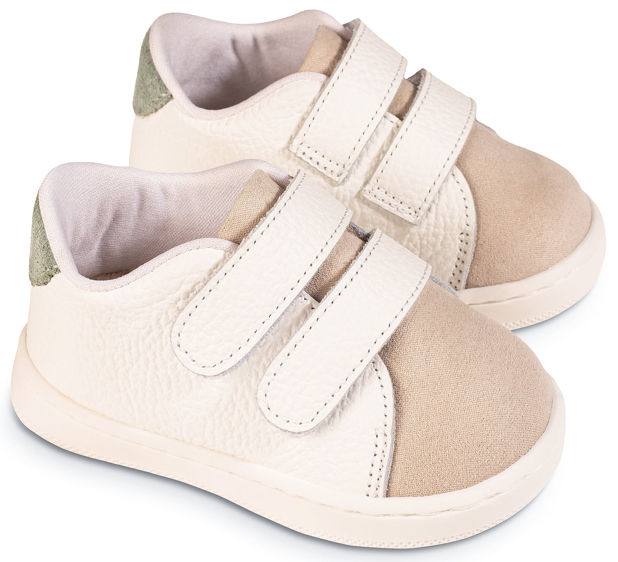 PRI2113-WHITE-BEIGE-MINT1-BABYWALKER Babywalker Βαπτιστικά Sneakers Pri.2113