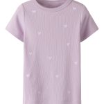 Name it Παιδικό T-shirt Ριμπ Με Καρδιές Ροζ