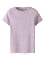 Name it Παιδικό T-shirt Ριμπ Με Καρδιές Ροζ