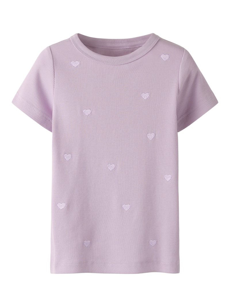 Name it Παιδικό T-shirt Ριμπ Με Καρδιές Ροζ