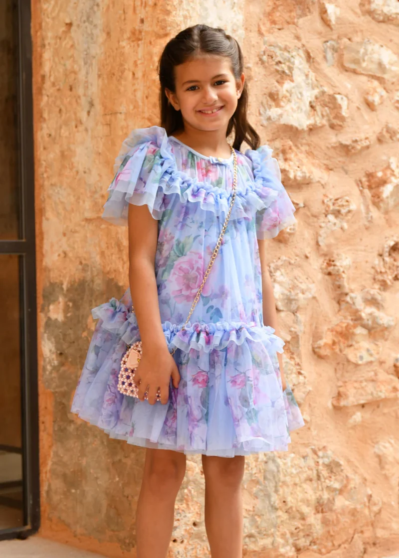 Angel’s Face Παιδικό Φόρεμα Τούλινο Floral Σιέλ
