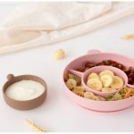 Kiokids Πιάτο Σιλικόνης Με Χωρίσματα & Μπολ Ροζ