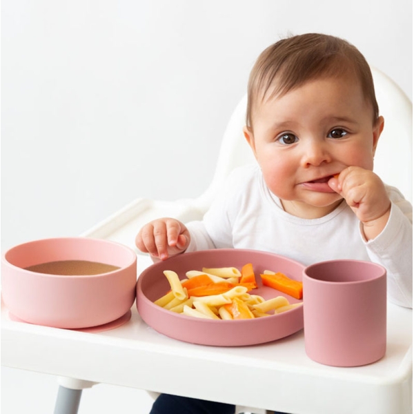 Kiokids Σετ Φαγητού Σιλικόνης 3τμχ Ροζ