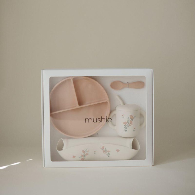 Mushie. Σετ Δώρου 4 Τεμαχίων Φαγητού Pink Flowers
