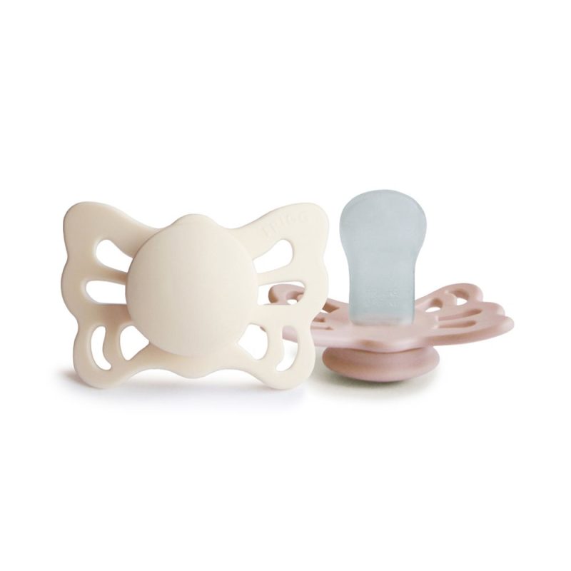 FRIGG. Σετ 2 Ανατομικές Πιπίλες Σιλικόνης Butterfly Cream/Blush 0-6 Μηνών