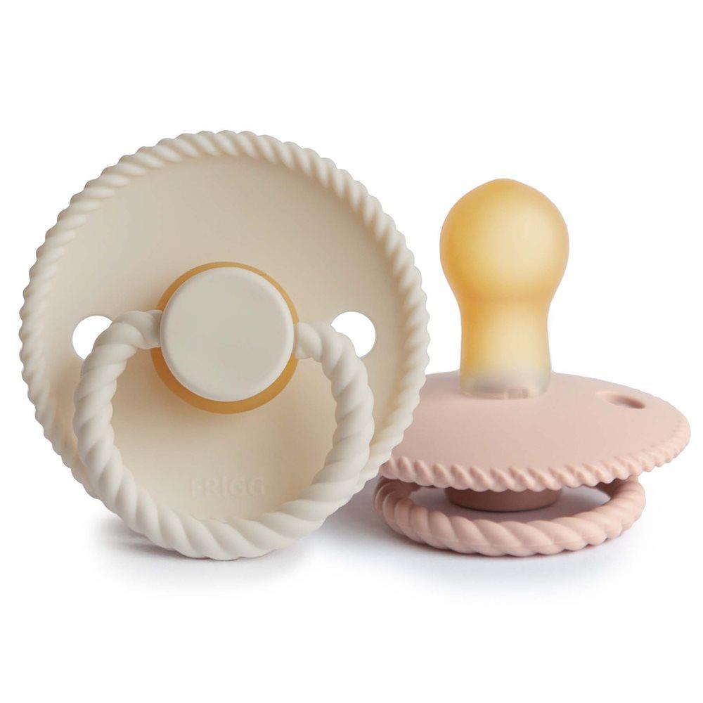 67-76281385 FRIGG. Σετ 2 Πιπίλες Latex Rope Blush/Cream 0-6 Μηνών