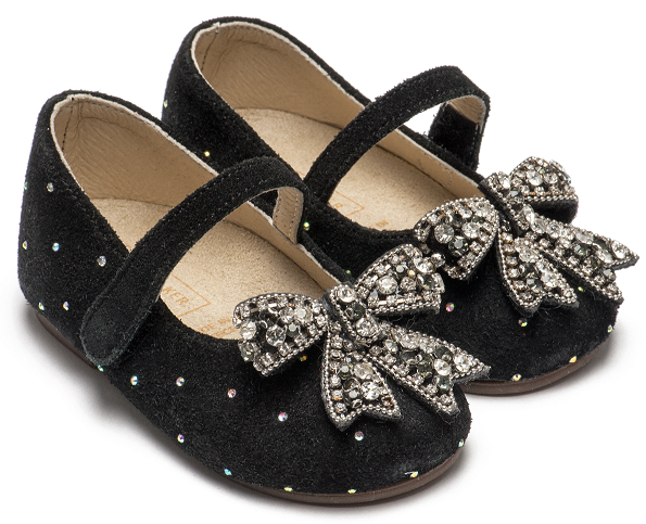 pb6124 black BABYWALKER new Babywalker Βαπτιστικές Χειμερινές Μπαλαρίνες Μαύρες PB.6124